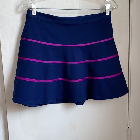 CLUB MONACO Kallen Navy and Magenta Stripe Skirt-6 - Picture 2 of 7